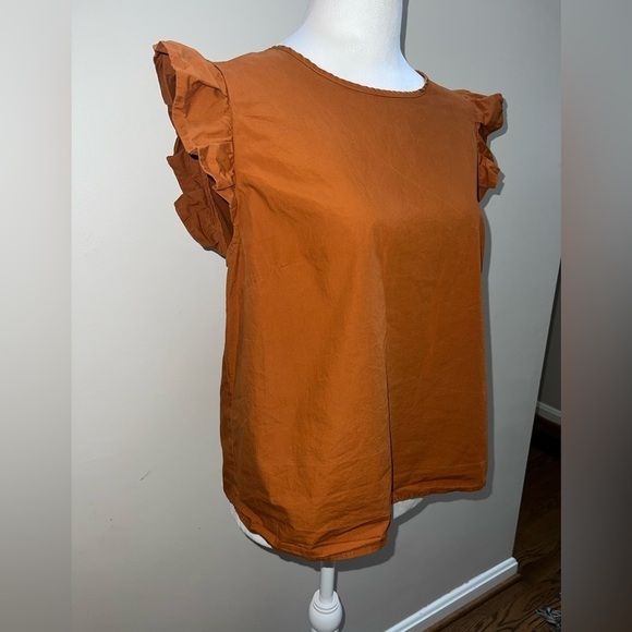 Mare Mare X Anthropologie Aime Ruffled Burnt Orange Blouse - Picture 5 of 10